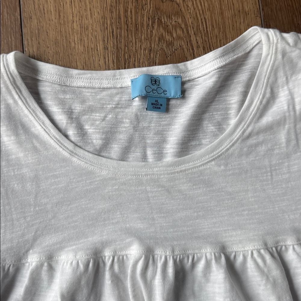 Cece White Ruffle Sleeve Knit Top - Picture 2 of 4
